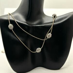 Silver Anne Klein Crystal Necklace